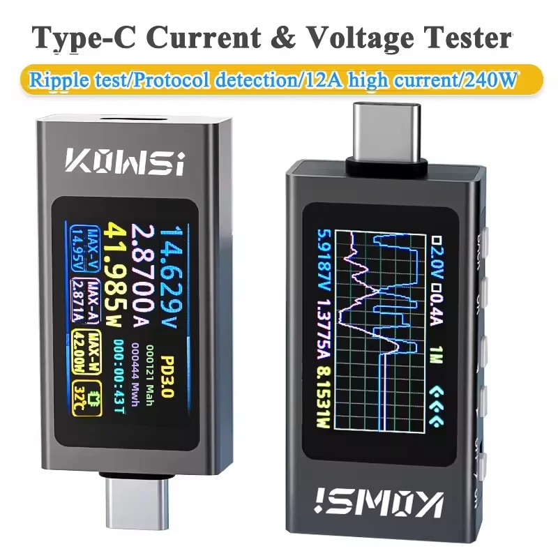 Power Supply Tester - KWS-X1 Type-C الحالي والجهد رصد تيار