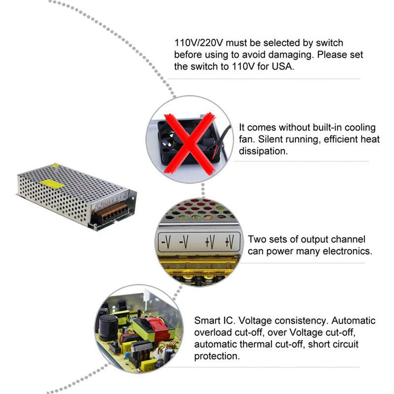 محول طاقة تيار مستمر 12 فولت 1 - مراجعة Power Supply 12V وسعره
