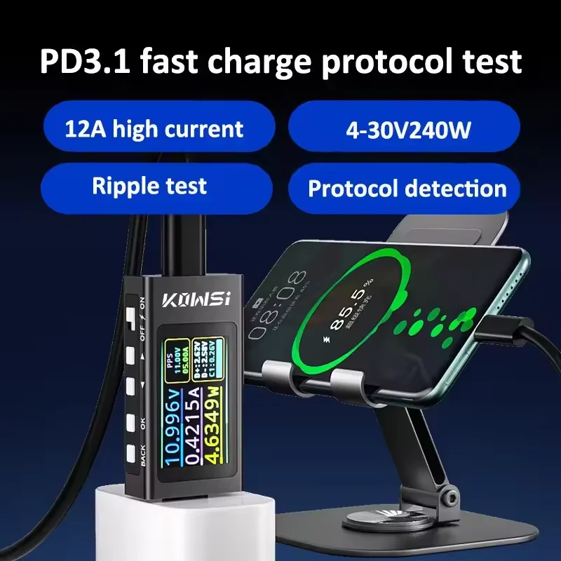 KWS-X1 Type-C الحالي والجهد رص - مراجعة Power Supply Tester وسعره