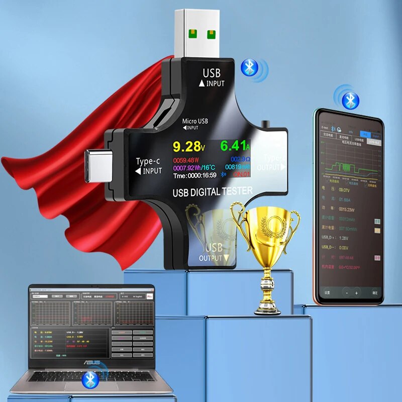 USB تستر تيار مستمر نوع-C PD ا - مراجعة Power Supply Tester وسعره